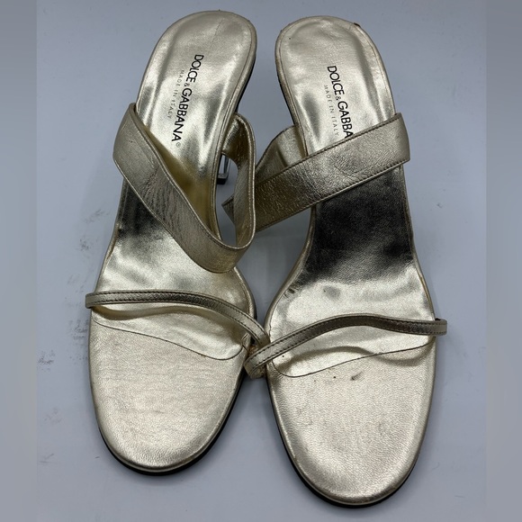 Dolce & Gabbana Gold Heels Women Size 37 1/2 US ( 6.5 -7 ) - Picture 8 of 13